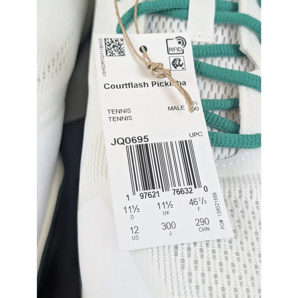 Adidas Courtflash Pickleball Mens 12 Tennis White Green Shoes Sneakers JQ0695